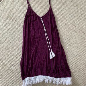 Summery Maroon Tassel Dress